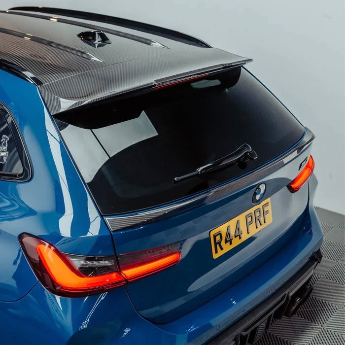 BMW M3 G81 Touring mit CPG+ V2 Carbon Dachspoiler montiert