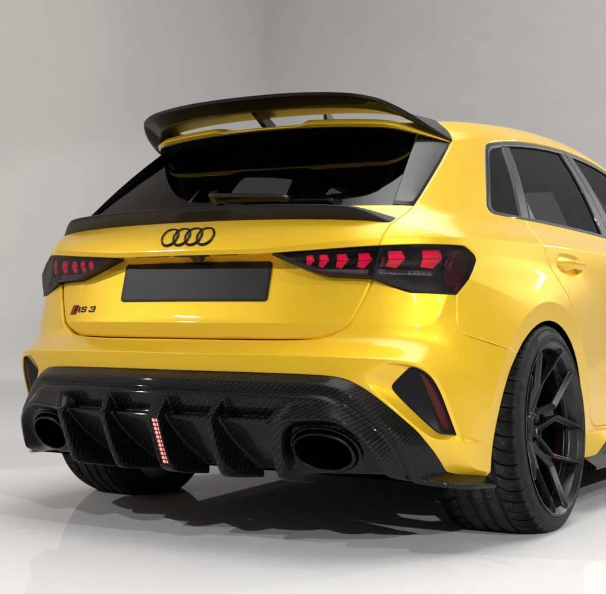 Audi RS3 8Y 2025+ Sportback Heckdiffuser V4 mit LED Bremslicht CPG Carbon