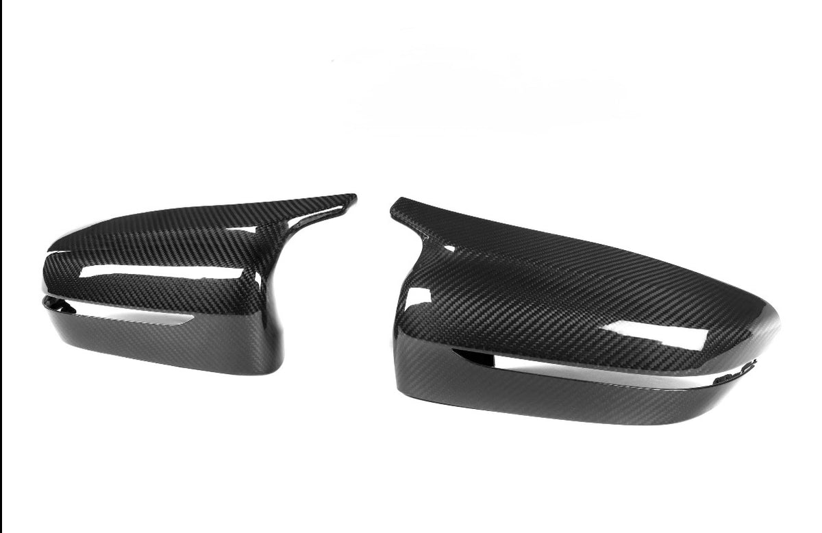 CPG + F9X Style Carbon Spiegelkappen für BMW 5er G30 G31 und 6er G32 – zweiteilige Dry-Carbon Ausführung mit sportlicher M-Optik