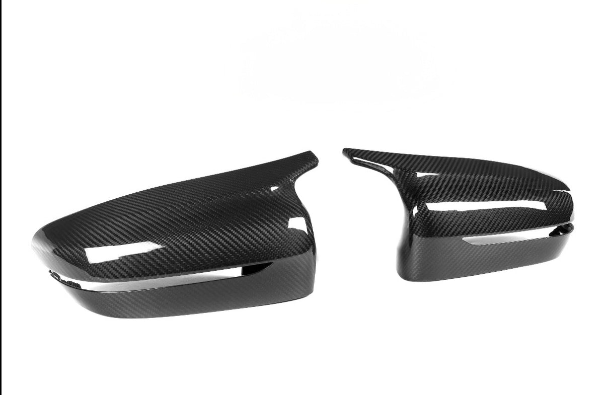 CPG + F9X Style Spiegelkappen aus echtem Dry-Carbon in der Seitenansicht – sportliches Replacement Design für BMW 5er, 6er, 7er und 8er