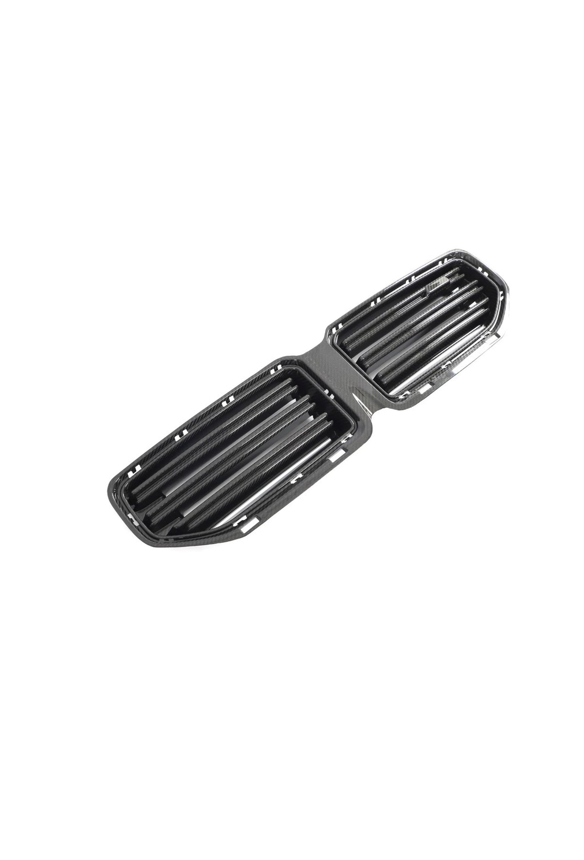 CPG + V4 Frontgrill Set aus Prepreg Dry-Carbon passend für BMW M2 G87 mit hauseigenem Design und horizontalen Carbonlamellen.