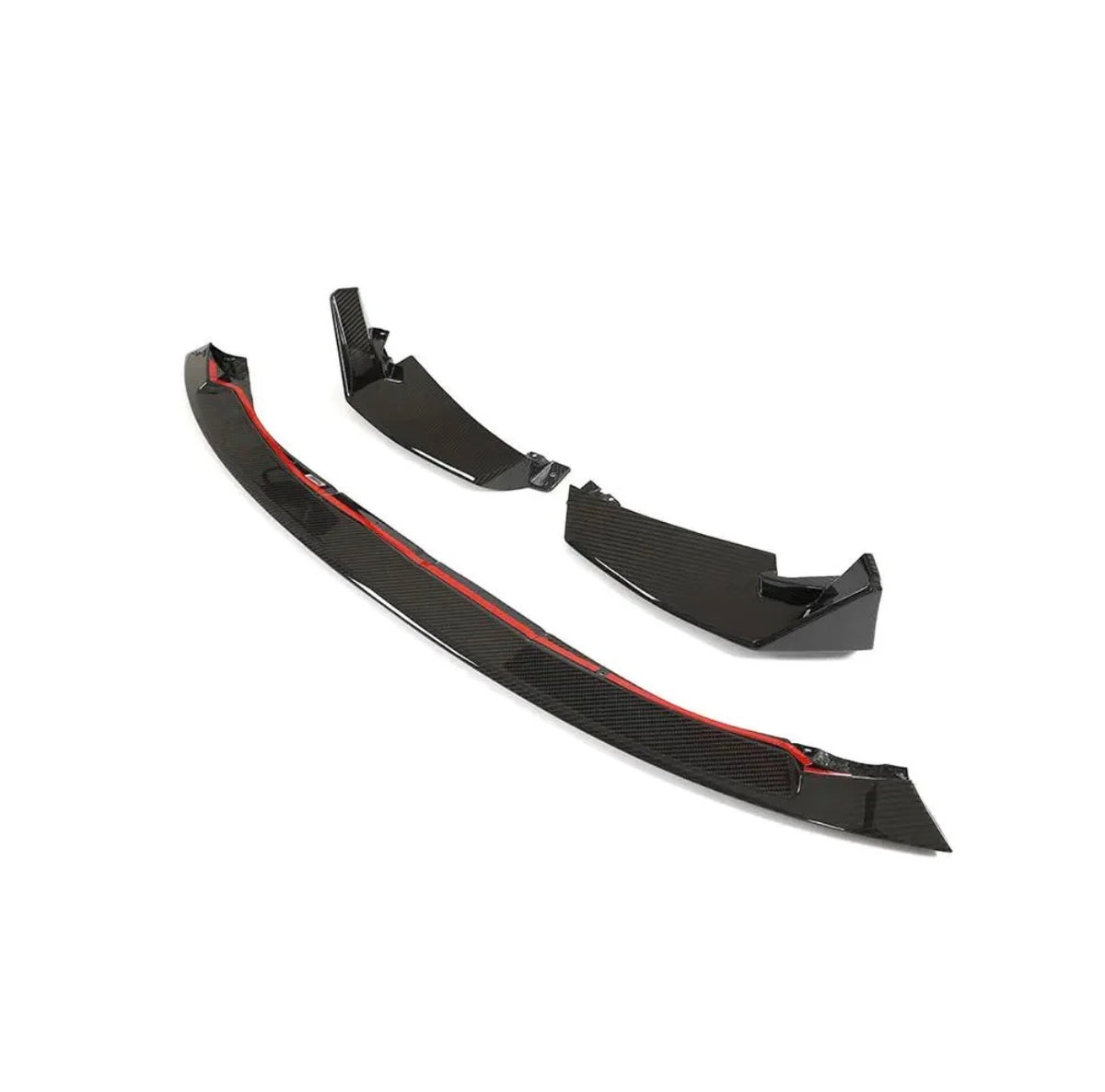 Rückseitige Produktansicht der CPG+ V3 CS Carbon Frontlippe mit seitlichen Elementen passend für BMW M3 G80 G81 und M4 G82 G83