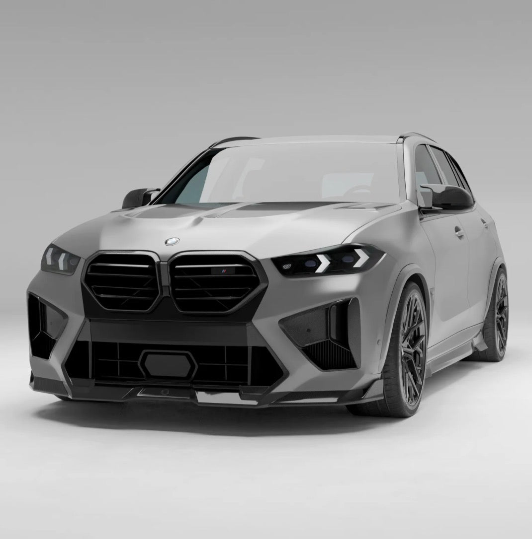 BMW X5 M F95 LCI mit CPG RV Frontlippe aus Dry Carbon Frontansicht