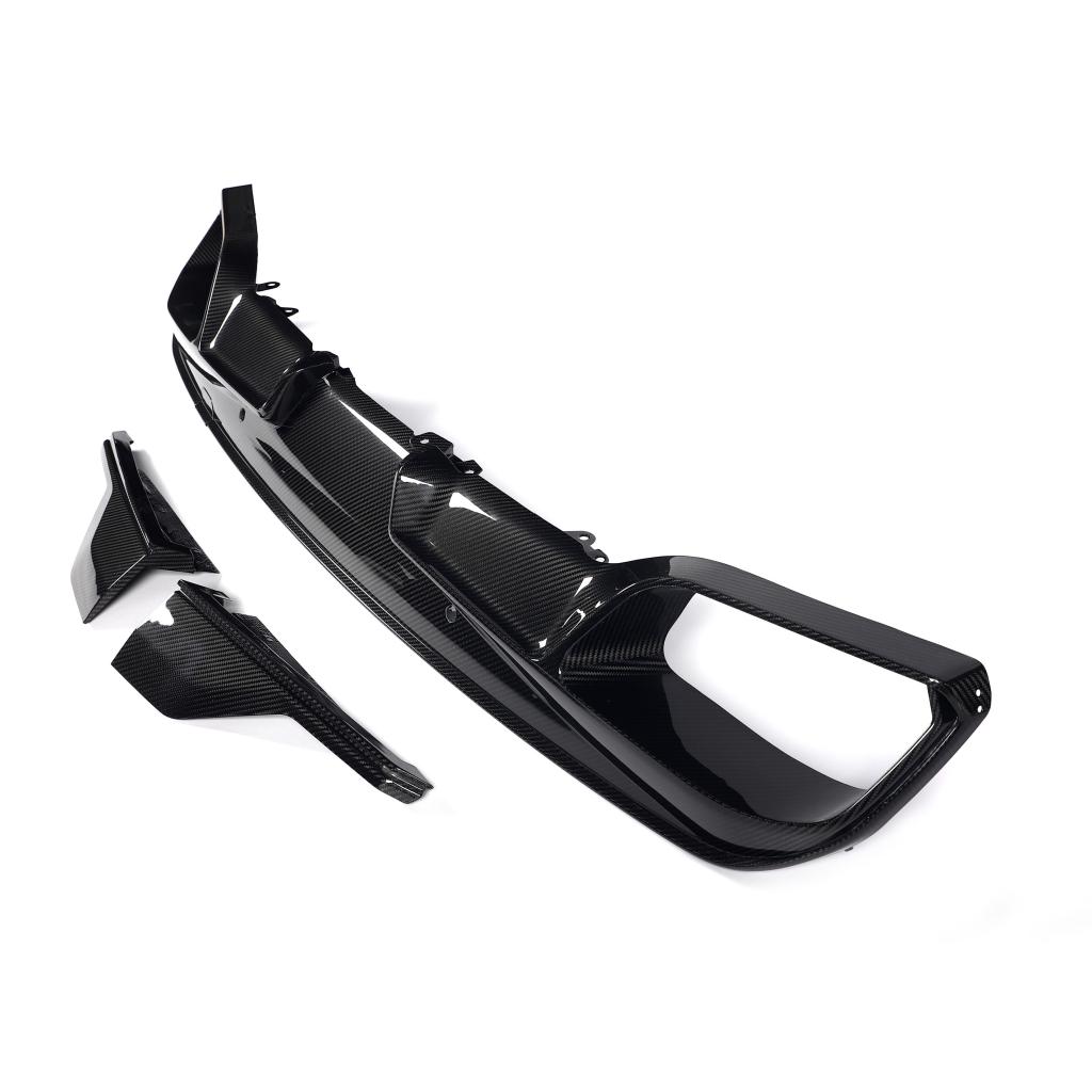 V9 Dry-Carbon Heckdiffusor passend für BMW X5 M F95 LCI Seitenansicht