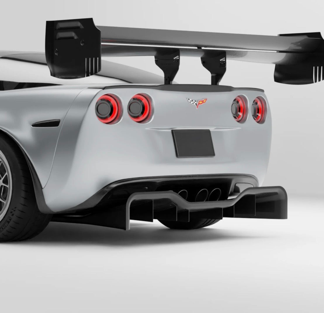 Corvette C6 mit RV V2 Dry-Carbon Heckdiffusor – Heckansicht