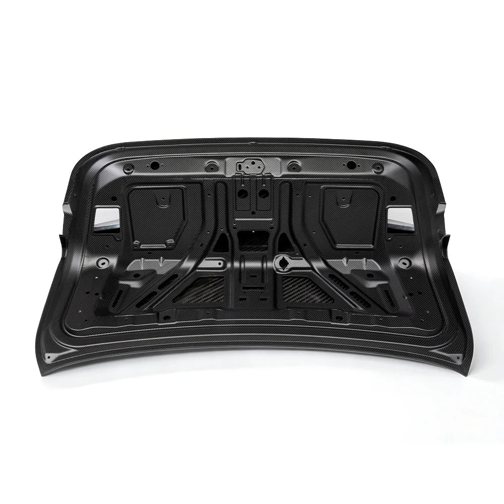 CPG+ V5 Dry-Carbon Kofferraumdeckel für BMW G80 G20 G82 G22 – Unterseite und innere Carbonkonstruktion