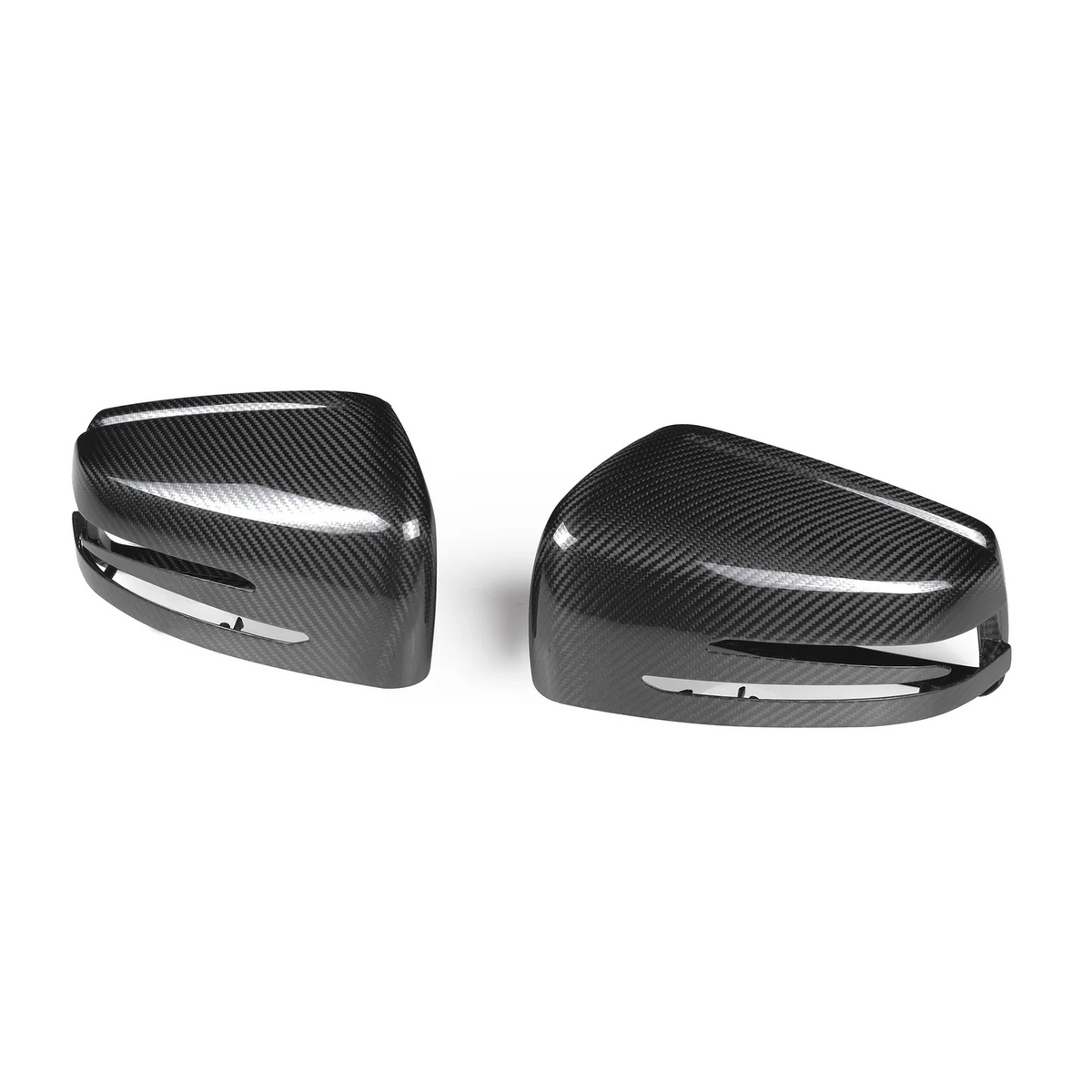CPG + Dry-Carbon Spiegelkappen passend für Mercedes A-Klasse W176, C-Klasse W204, CLA C117, CLS C218, E-Klasse W212/C207 und GLA X156 – Set mit Carbonstruktur